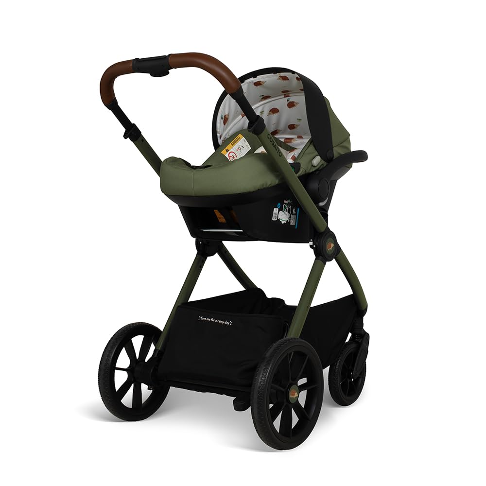 Cosatto Giggle 4 travel system with pram, pushchair, infant carrier, raincover, compact fold, suitable for 0-25kg children.