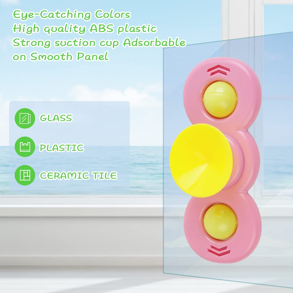 Vicloon Suction Cup Spinner Toys, 3-Pack Baby Bath Spinners with Suction, Dinosaur Design for 18+ Months