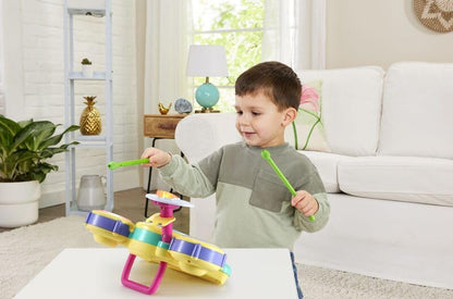 VTech Bluey Hurrah Drum Set with colorful drums and drumsticks for children, designed for interactive musical play.