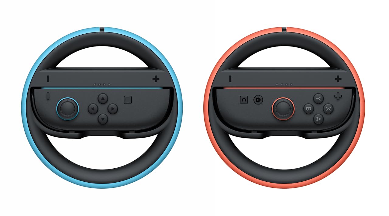 Nintendo Joy-Con wheel pair for Nintendo Switch controllers, designed for easy grip and enhanced gaming experience.