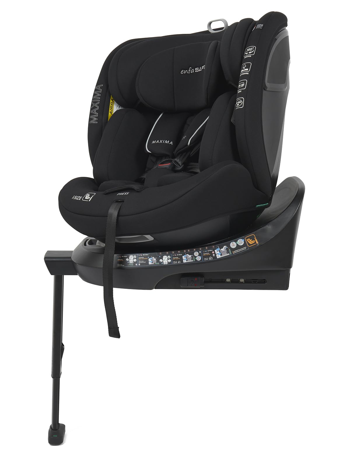 Enfasafe Maxima i-Size 360 Spin ISOFIX Car Seat, ECE R129, Extended Rearward Facing from Birth to Approx. 4 Years (40-105cm), Forward Facing from 15 Months to Approx. 12 Years (76-150cm)