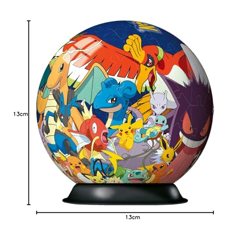 Ravensburger Pokemon 3D jigsaw puzzle ball, 72 pieces, showcasing colorful Pokemon characters for kids age 6 and up.