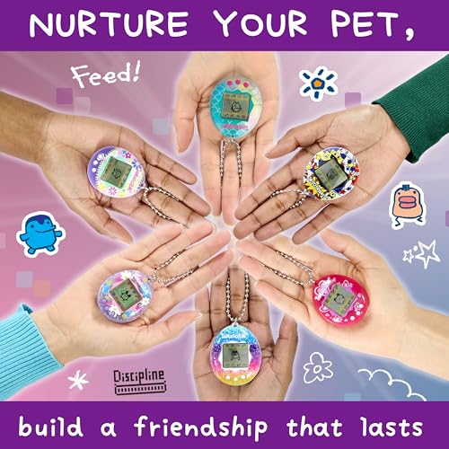 TAMAGOTCHI Bandai Original Pink Glitter Shell Original Cyber Pet 90s Adults And Kids Toy With Chain | Retro Virtual Pets Are Great Boys And Girls Toys Or Gifts For Ages 8+