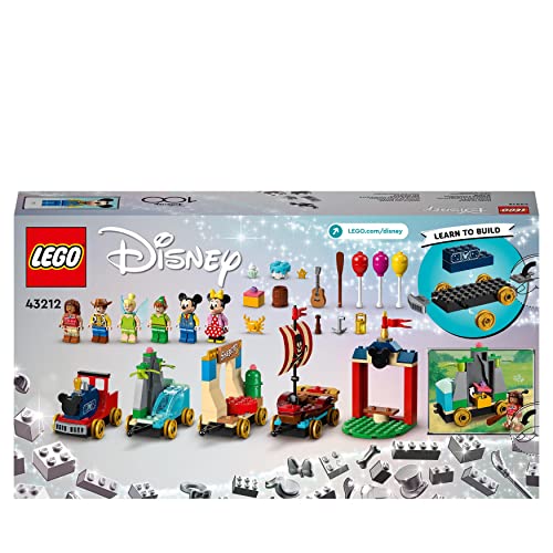 LEGO 43212 Disney: Disney Celebration Train Set with Moana, Woody, Peter Pan and Tinker Bell Parade Floats plus Mickey and Minnie Mouse, Toy for Kids Aged 4 Plus, Disney's 100th Anniversary Series
