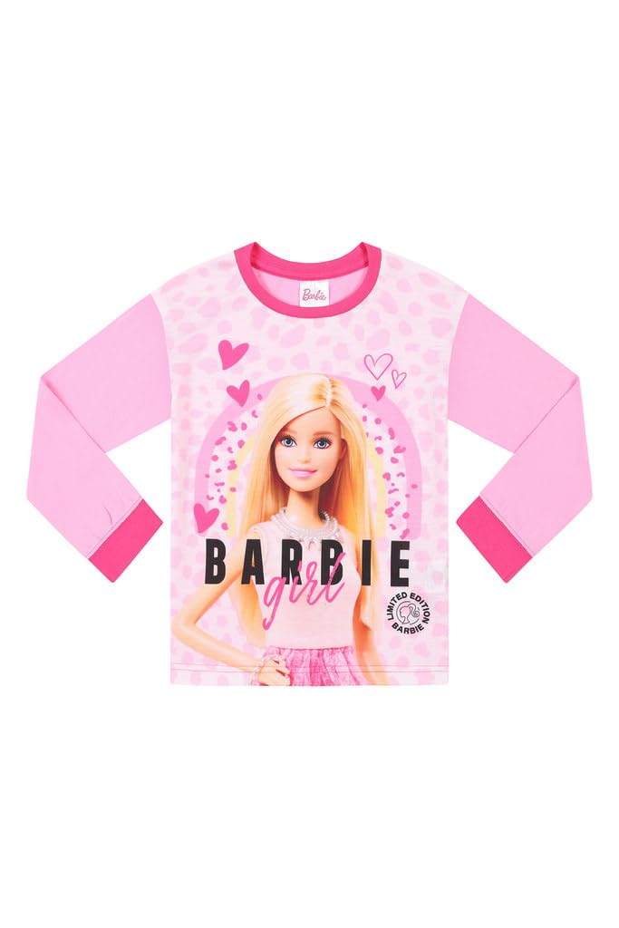 Barbie long pink pyjama set for girls aged 3-4 years, featuring playful designs and soft fabric.