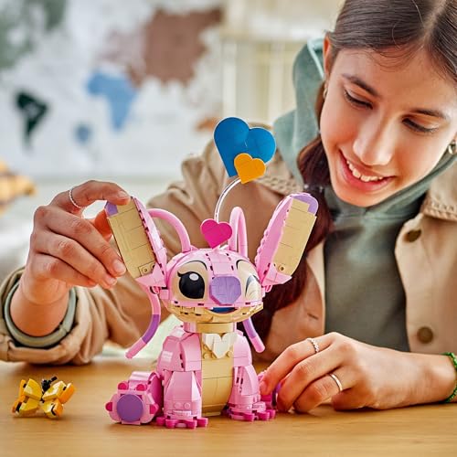 LEGO Disney Angel building toy with heart balloons and butterfly, perfect display figure for fans of Lilo & Stitch.