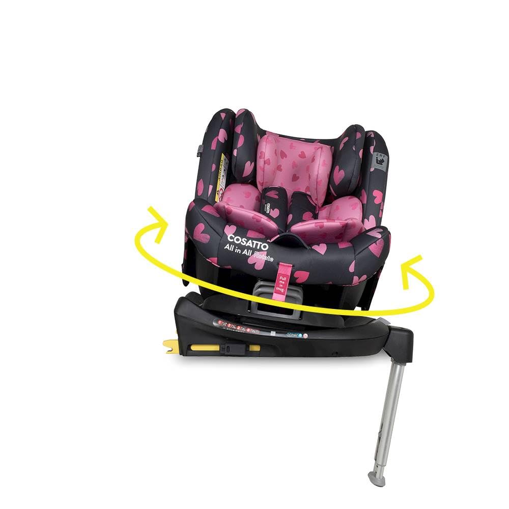 Cosatto All in All Rotate 360° Swivel Spin Car Seat - Group 0+123, 0-36 kg, 0-12years, ISOFIX, ERF, Anti-Escape (Charcoal Lighthearted)