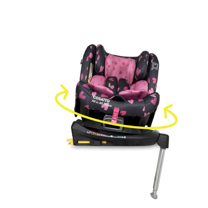 Cosatto All in All Rotate 360° Swivel Spin Car Seat - Group 0+123, 0-36 kg, 0-12years, ISOFIX, ERF, Anti-Escape (Charcoal Lighthearted)
