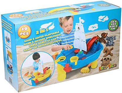 Inside Out Toys Sand and Water Play Table, Pirate Ship with Water Slide and Water Spin Wheel, Plenty of Accessories to enjoy Sand or Water Play
