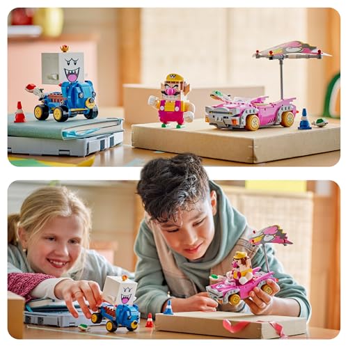 LEGO Super Mario Wario & King Boo interactive figures with 2 cars for play and display, suitable for ages 8 and up.