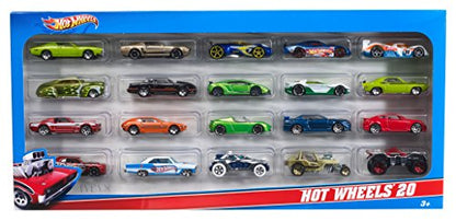 Hot Wheels Toy Cars 20-Pack, Set of 20 Die-Cast 1:64 Scale Sports & Race Vehicles for Kids & Collectors (Styles May Vary), H7045