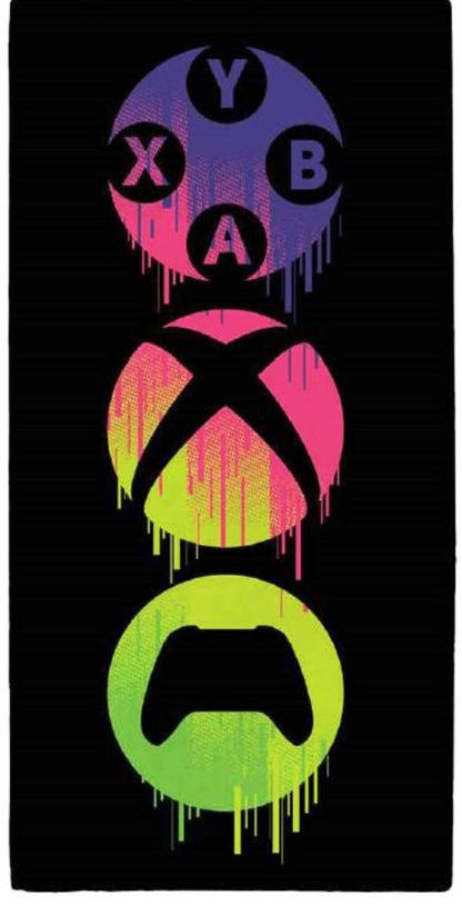 Xbox Beach Bath Towel 100% cotton with gaming-themed design, perfect for gamers, limited edition gamer gift, soft and absorbent.