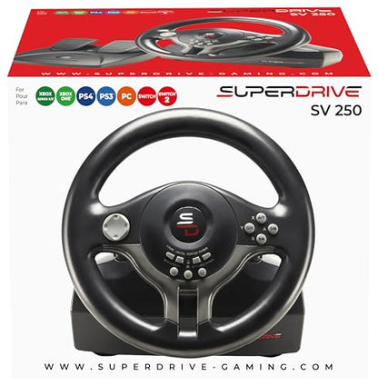 Subsonic Superdrive - Racing Steering Wheel Driving Wheel SV200 with pedals and shift paddles for Nintendo Switch - PS4 - Xbox One - PC
