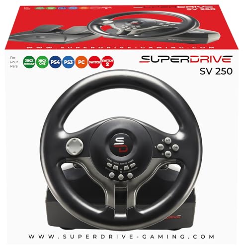 Subsonic Superdrive - Racing Steering Wheel Driving Wheel SV200 with pedals and shift paddles for Nintendo Switch - PS4 - Xbox One - PC