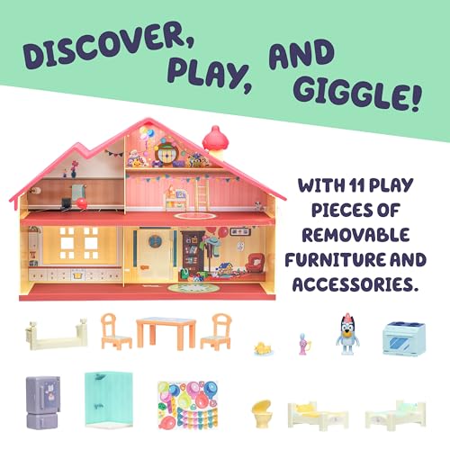 Bluey Celebration Home, Help Celebrate Birthday, With 11 Play Pieces of Removable Furniture and Accessories, Plus 1 Exclusive 2.5 Inch Figure,