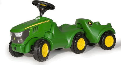 Rolly Toys Minitrac John Deere 6150R Baby Ride-On with Trailer, Tilting Trailer Under Bonnet, Steering Wheel with Horn, for Children from 1.5 Years