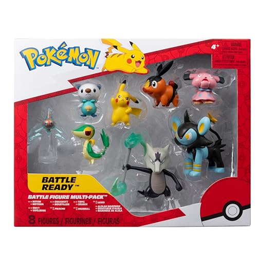 Pokémon Battle Figure 8 pack by Jazwares featuring six 2-inch and two 3-inch figures, including Pikachu and friends.