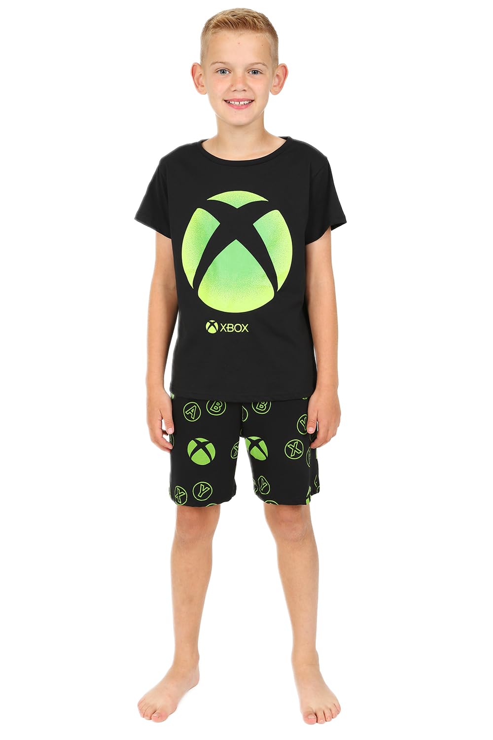 Xbox official men's and boys' black cotton gaming pyjama set for ages 6-7, featuring gaming-themed design and comfortable fit.