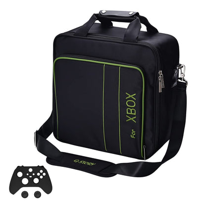 G-STORY hard carrying case for Xbox Series S with storage compartments and included controller skin, suitable for travel and protection.