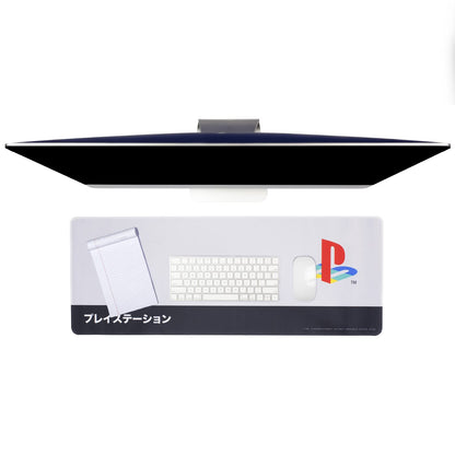 Paladone PlayStation Heritage desk mat featuring Sony logo, non-slip surface, large size, perfect for gaming and office setups.