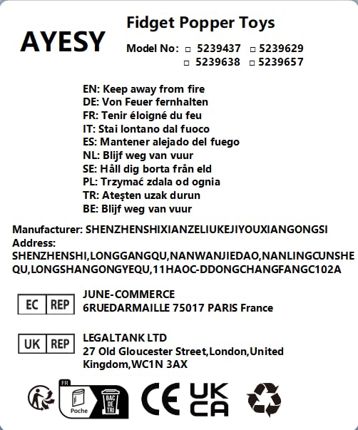 AYESY fidget popper sensory toy with airplane design for stress relief and autism support, suitable for toddlers 12 months and older.