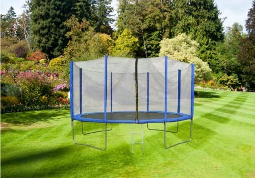 EVRE Trampoline 8ft Blue with Zipped Safety Enclosure Ladder Steel Frame Safety Pad TÜV Rheinland Certified Kids and Adults 244cm