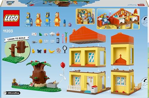 LEGO Bluey: Bluey's Family House Toy - Modular Playset with Multiple Rooms, a Garden, 4 Minifigures & Fun Accessories - Birthday Gift for 4+ Year Old Girls & Boys or TV Show Fans - 11203