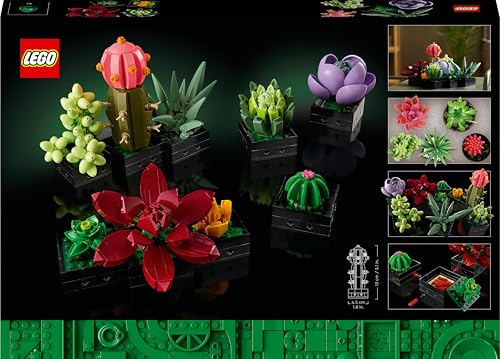 LEGO Botanicals Succulents - Build 9 Small Artificial Plants - DIY Gifts for Mothers - Home or Office Desk Décor Building Set For Adults - Botanical Collection - 10309
