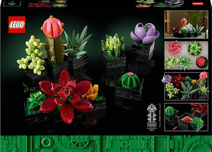 LEGO Botanicals Succulents - Build 9 Small Artificial Plants - DIY Gifts for Mothers - Home or Office Desk Décor Building Set For Adults - Botanical Collection - 10309