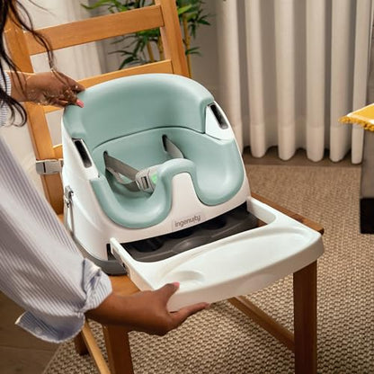 Ingenuity, Baby Base 2-in-1 Seat, Mist, Booster Chair, Dining and Feeding Seat for Toddlers, Easy to Clean with Removable and Self-Storing Tray, Ages 6 Months+