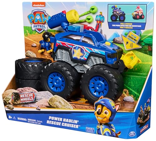 Paw Patrol: Rescue Wheels Chase’s Power Haulin’ Cruiser, Toy Truck with Launcher, Motorised Winch, Lights & Sounds, Kids’ Toys for Boys & Girls Ages 3+