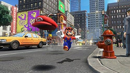 Nintendo Super Mario Odyssey game case with colorful cover art featuring Mario in a vibrant, animated world scene.