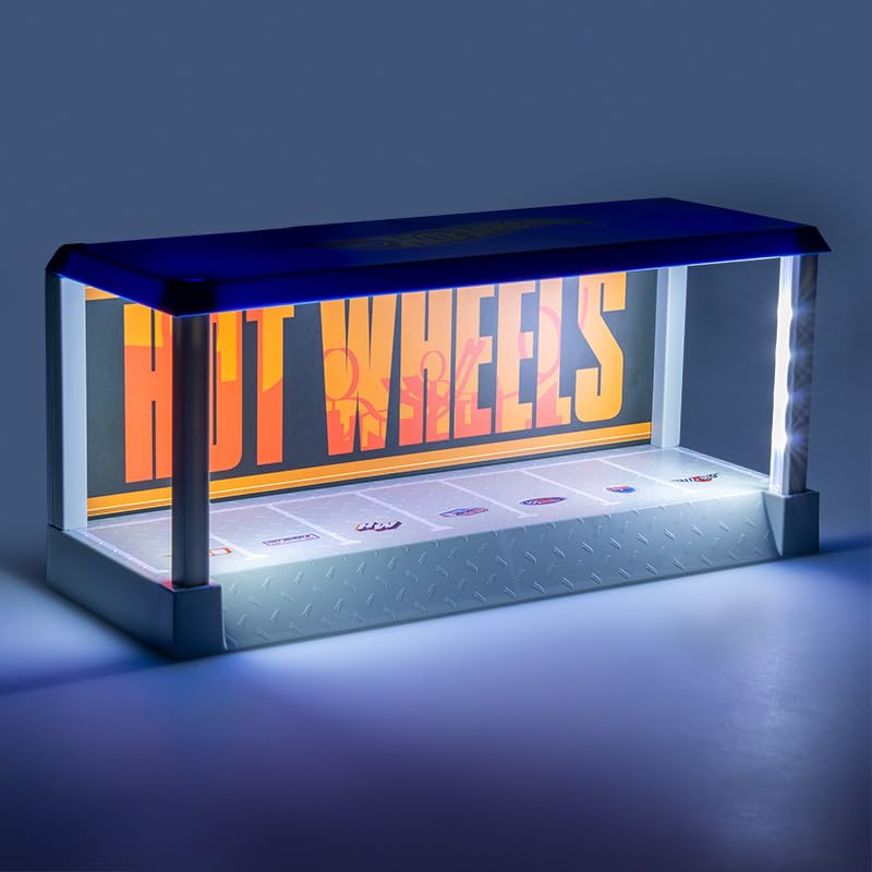 Hot Wheels Garage & Display Light - Officially Licensed Mattel Merchandise, Light Up Case Holds 7 Cars, Customisable Background, Gift for Collectors | Paladone
