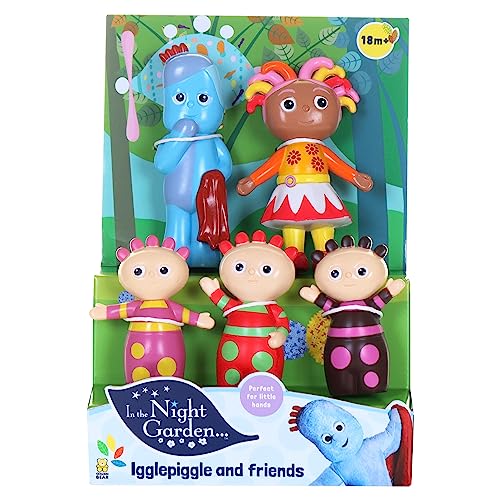 In The Night Garden Toy Figure Set, including, Igglepiggle, Upsy Daisy & the Tombliboos. Cbeebies TV Show. Toddler toys, Aged 18ms+. Includes 5 figures.