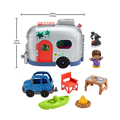 Fisher-Price Little People Light-Up Learning Camper playset with vehicle, lights, and songs for children aged 1 and up.