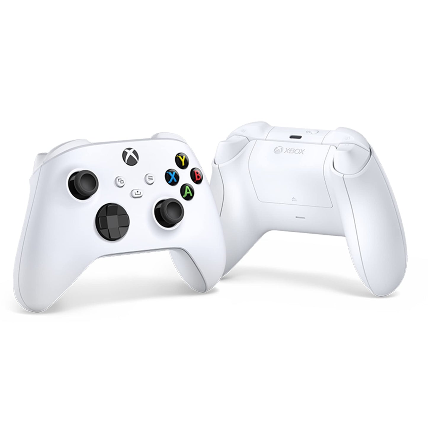 Xbox Wireless Controller in Robot White for Series X|S, One, and Windows devices, showing the sleek white design and button layout.