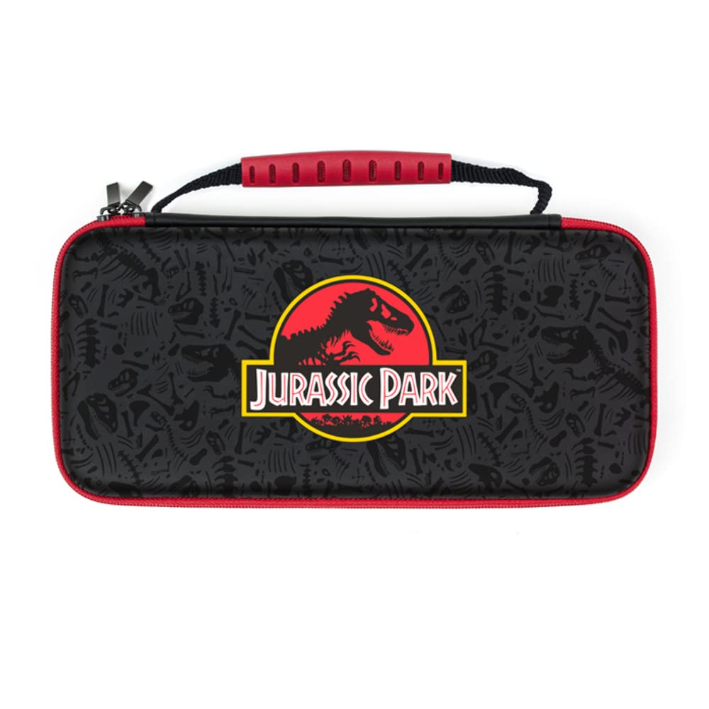 Numskull Official Jurassic Park Hard Shell Travel Case for Nintendo Switch and OLED Model 2021, Fits 10 Games and Accessories