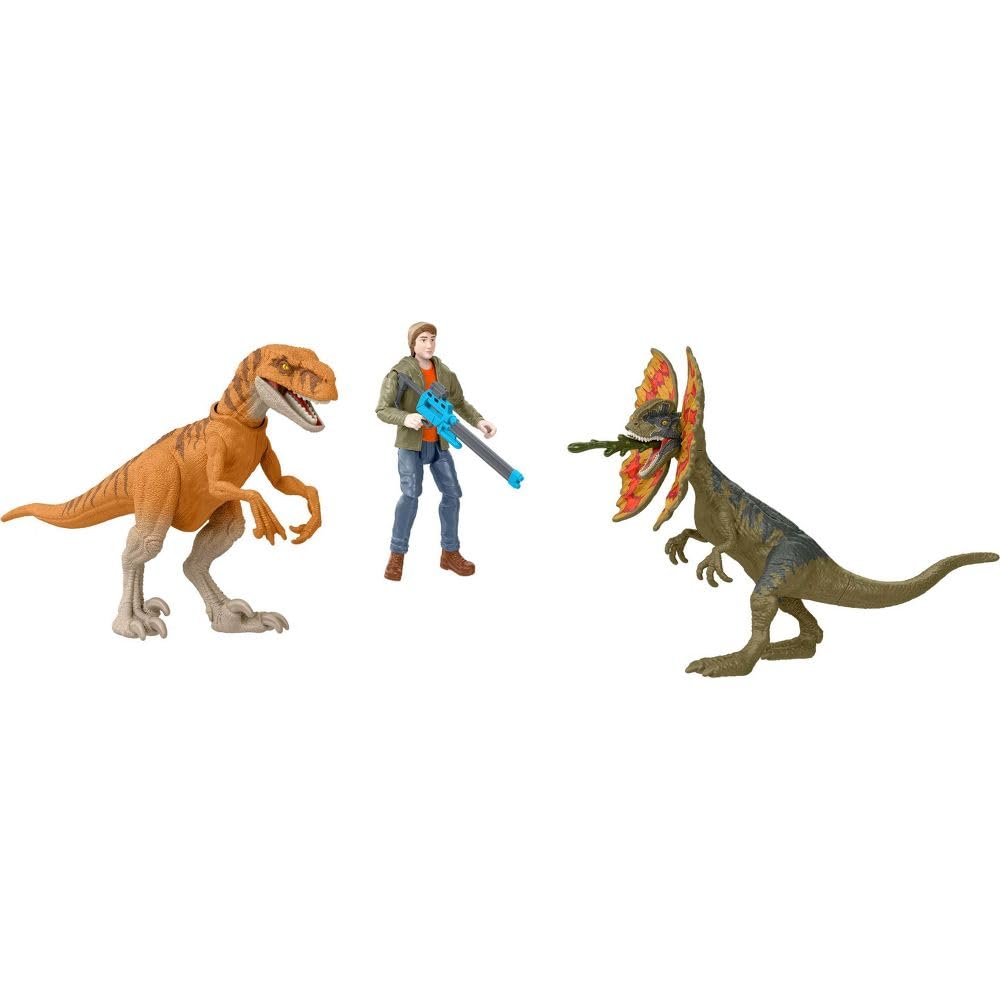 Jurassic World Chaos Theory Ben Escape Pack, 3.75-inch Action Figure Set with Dinosaurs and Blaster, Netflix Series