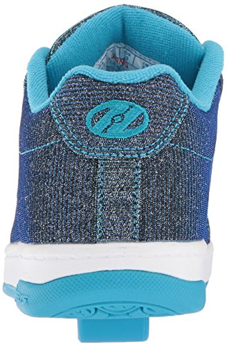 Heelys unisex kids’ multicolour fitness shoes with wheels, pewter and blue design, size 5 UK (38 EU), side view