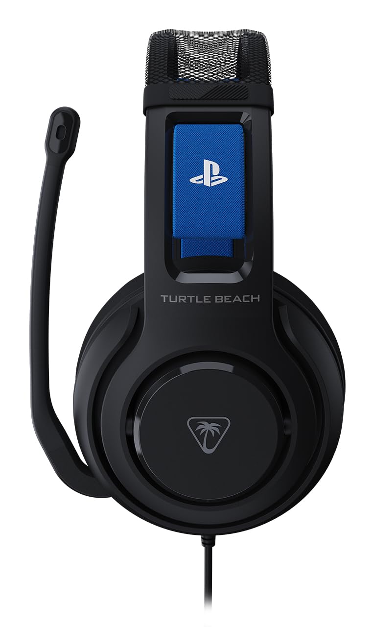Black Turtle Beach Atlas 200 wired gaming headset with microphone, compatible with PS5 and PS4, featuring cushioned ear cups and adjustable headband.