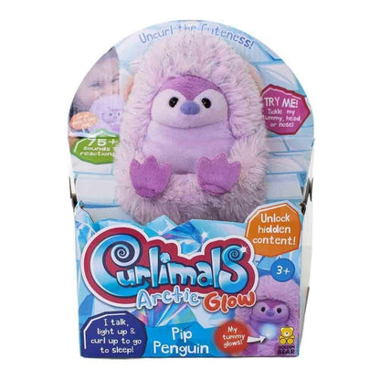 Curlimals Pip Penguin Arctic Glow Interactive Soft Toy Cute Plush Laughing Light-Up Tummy Age 3-6