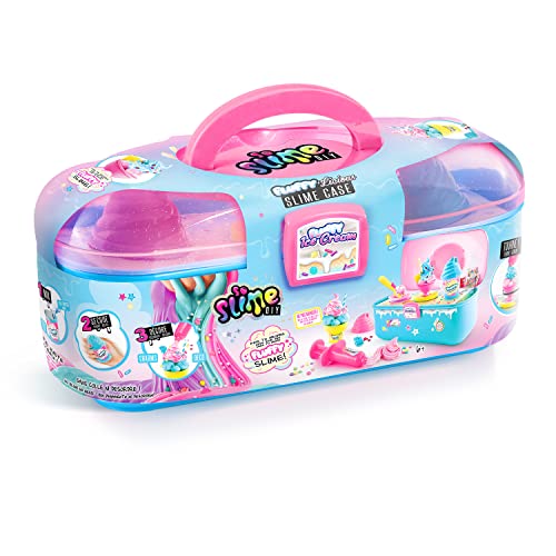 Canal Toys So Slime DIY fluffy slime kit with scented slime, shakers, powders, decorations, in a colorful storage case for kids.