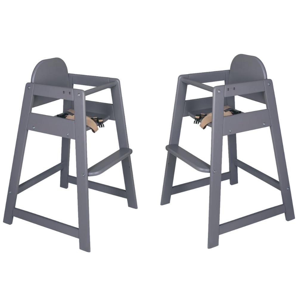 Safetots Two Pack of Simply Stackable Wooden High Chairs, Grey, Highchairs for Baby and Toddler, Stylish and Practical, Baby Highchairs for Your Home or Space Saving High Chairs for Restaurant