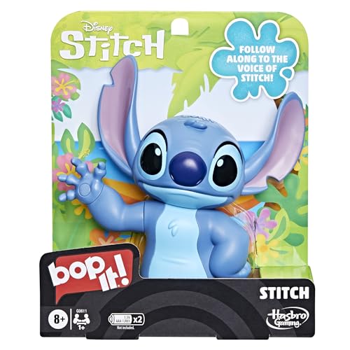 Disney Stitch Bop It! electronic interactive game by Hasbro Gaming with voice, featuring fast-paced commands for kids and family play.