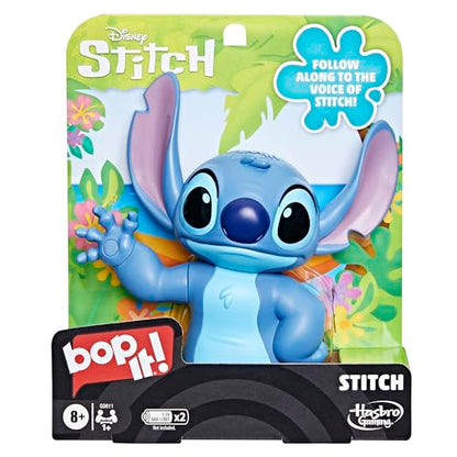 Disney Stitch Bop It! electronic interactive game by Hasbro Gaming with voice, featuring fast-paced commands for kids and family play.