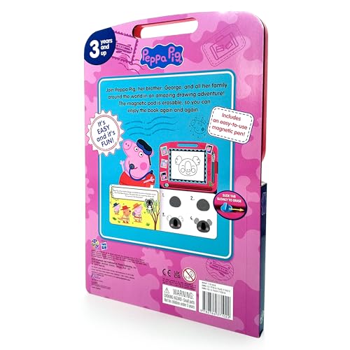 Peppa Pig Peppa's Adventures Read & Doodle - Learning resources for kids, a magnetic drawing pad, an easy-to-use pen, 22-page board book for reading and drawing