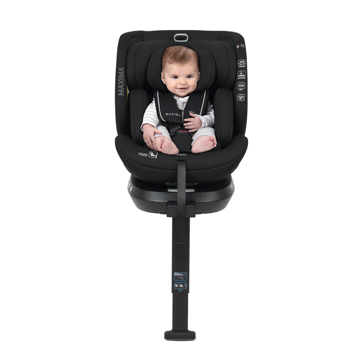 Enfasafe Maxima i-Size 360 Spin ISOFIX Car Seat, ECE R129, Extended Rearward Facing from Birth to Approx. 4 Years (40-105cm), Forward Facing from 15 Months to Approx. 12 Years (76-150cm)