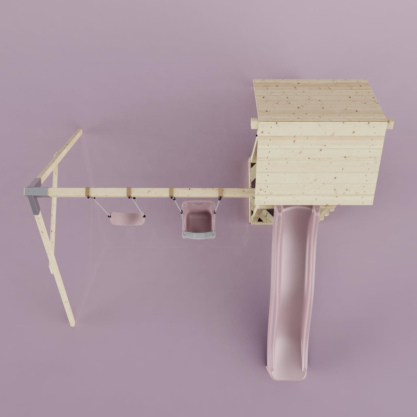 PolarPlay Tower Kids Wooden Climbing Frame - Swing Olavo Rose