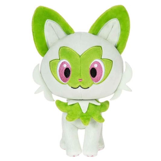 8-inch Pokémon Sprigatito plush toy showcasing authentic details and vibrant colors, ideal for collectors and fans.