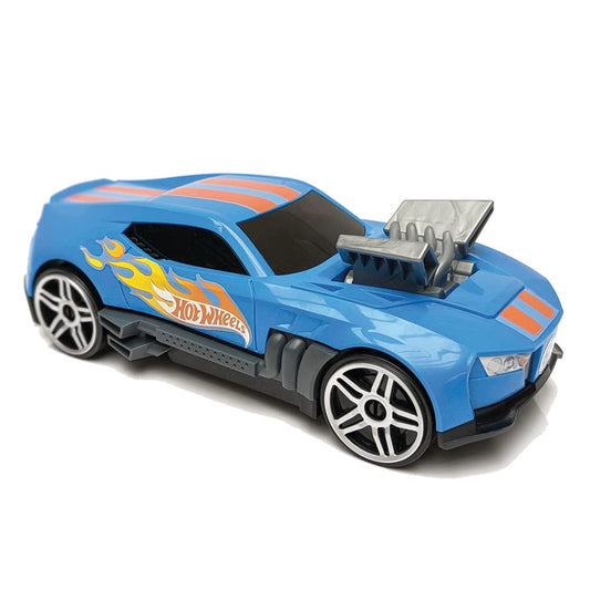 Hot Wheels 2in1 Race N' Haul car storage case with retractable handle, holding up to 15 toy cars, in vibrant design.